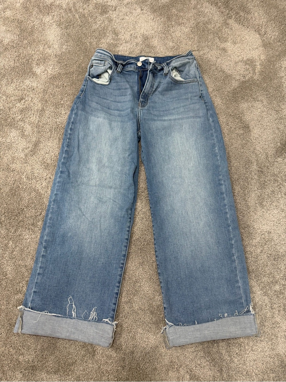 KanCan Light Blue Wide-Leg Cropped Jeans